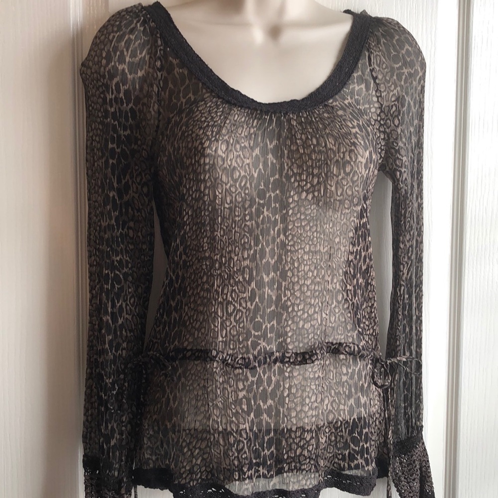 Sheer Embroidered XS Lucky Brand Blouse